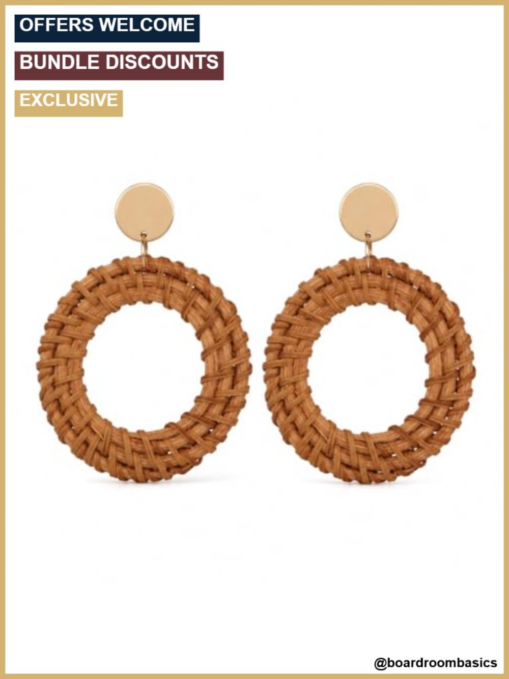 Handmade Raffia Rattan Dangle Earrings for Women Boho Beach Jewelry